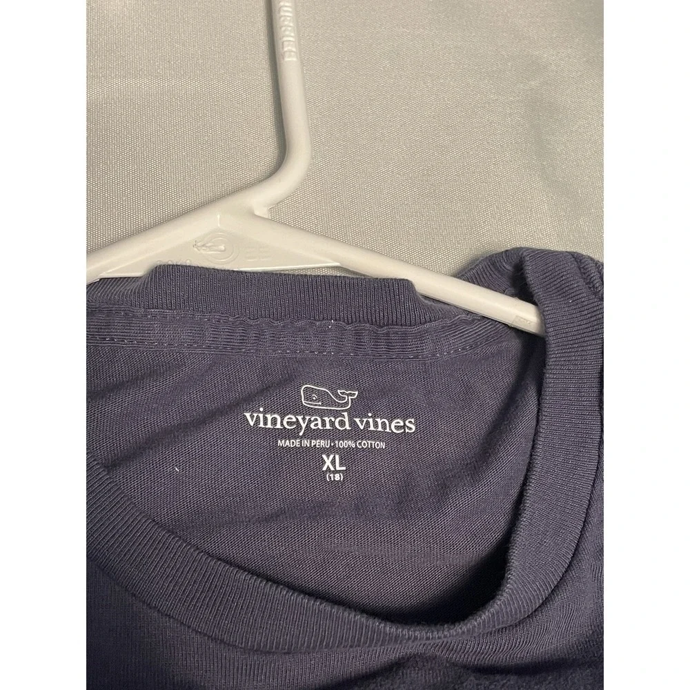 Vineyard Vines Boys T-Shirt Medium 18 Navy Logo Graphic Lacross Since 1998 *READ
